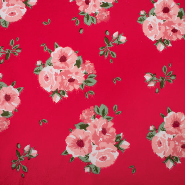 Chelsea Flannelette Print - Florals - Red