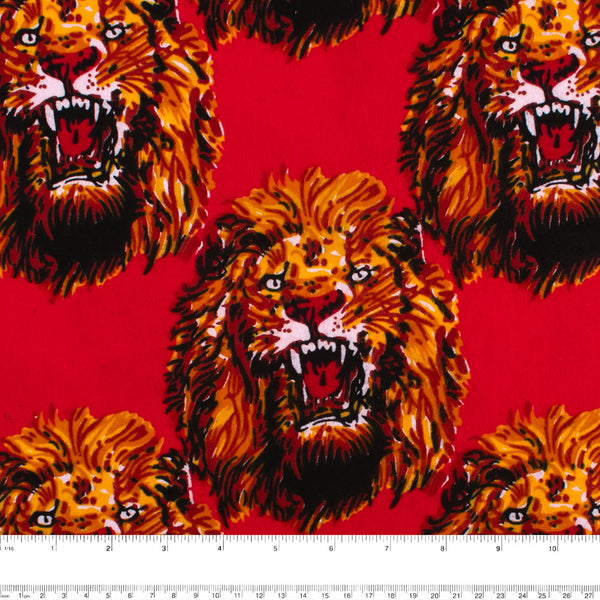 CHELSEA Flannelette Print - Lions - Red