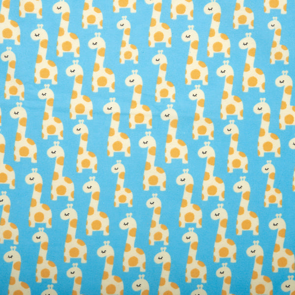 Printed Flannelette - CHARLIE - Baby giraffe - Turquoise