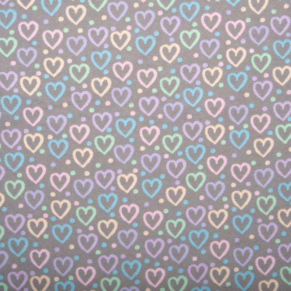 Printed Flannelette - CHARLIE - Dot clear heart - Grey