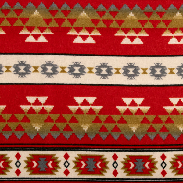 Flanellette Imprimée - CHARLIE - Navajo rayure- Rouge