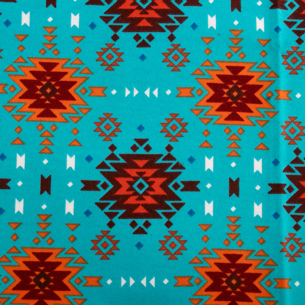 Flanellette Imprimée - CHARLIE - Navajo cube - Bleu