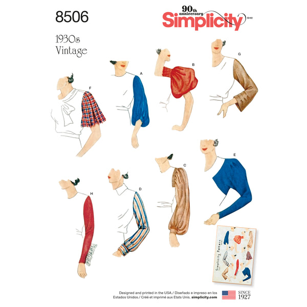 Simplicity S8506 Ensemble de Manches Rétro pour Dames (10-12-14-16-18-20-22)