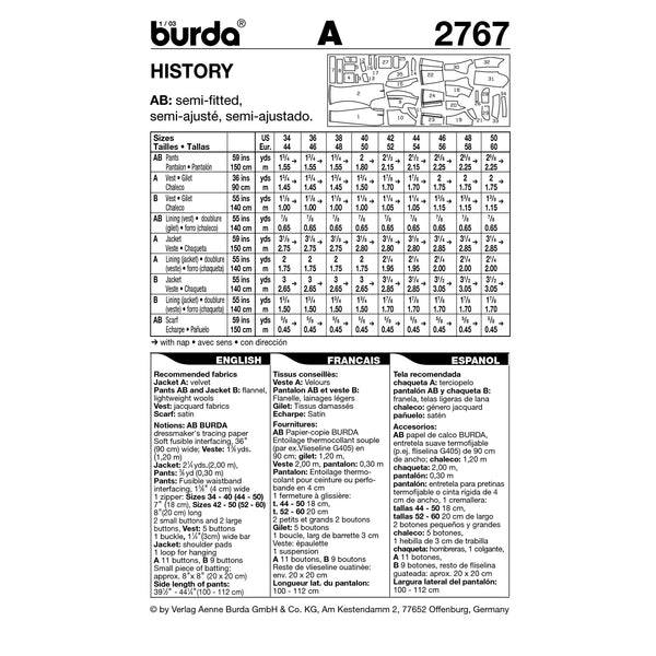 BURDA - 2767 Costume 1848
