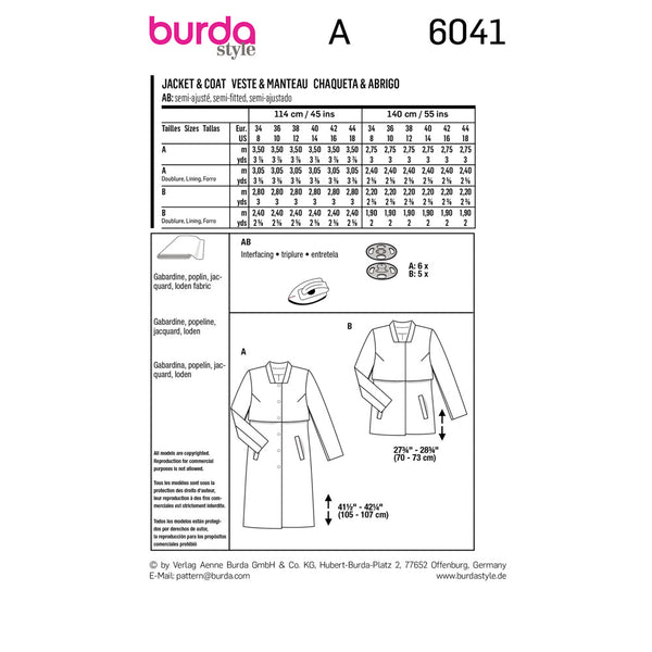 BURDA - 6041 Coat / Jacket