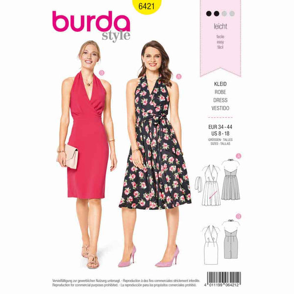 BURDA - 6421 Halterneck Dress- Cocktail Dress - Backless