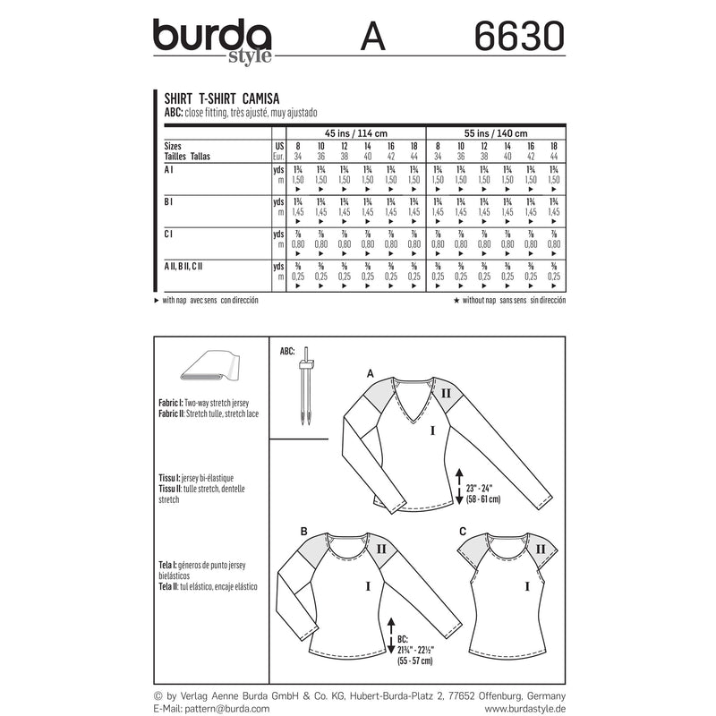 BURDA - 6630 Ladies Shirt