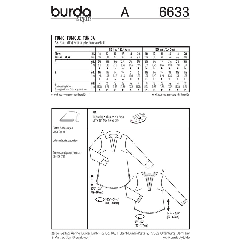 BURDA - 6633 Ladies Tunic