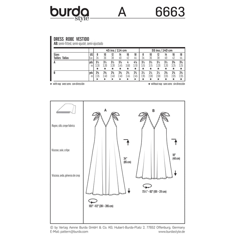 BURDA - 6663 Ladies Dress