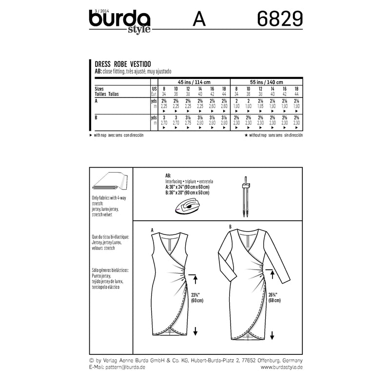 BURDA - 6829 Ladies Dress Evening