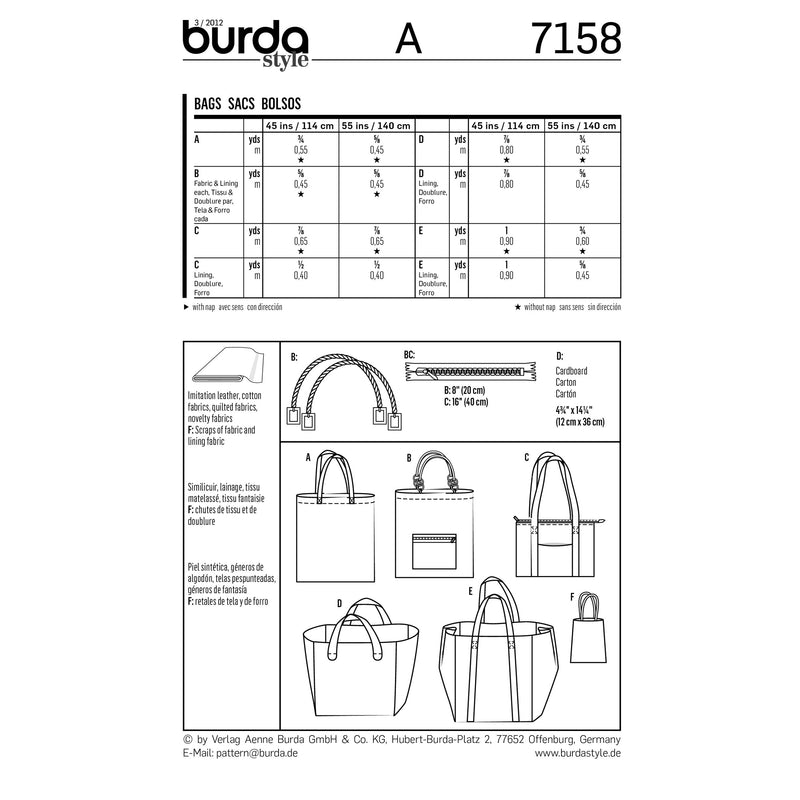 BURDA - 7158 Accessory Bags