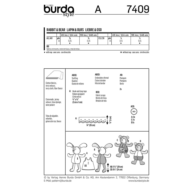 BURDA - 7409 Accessory Animal Toys
