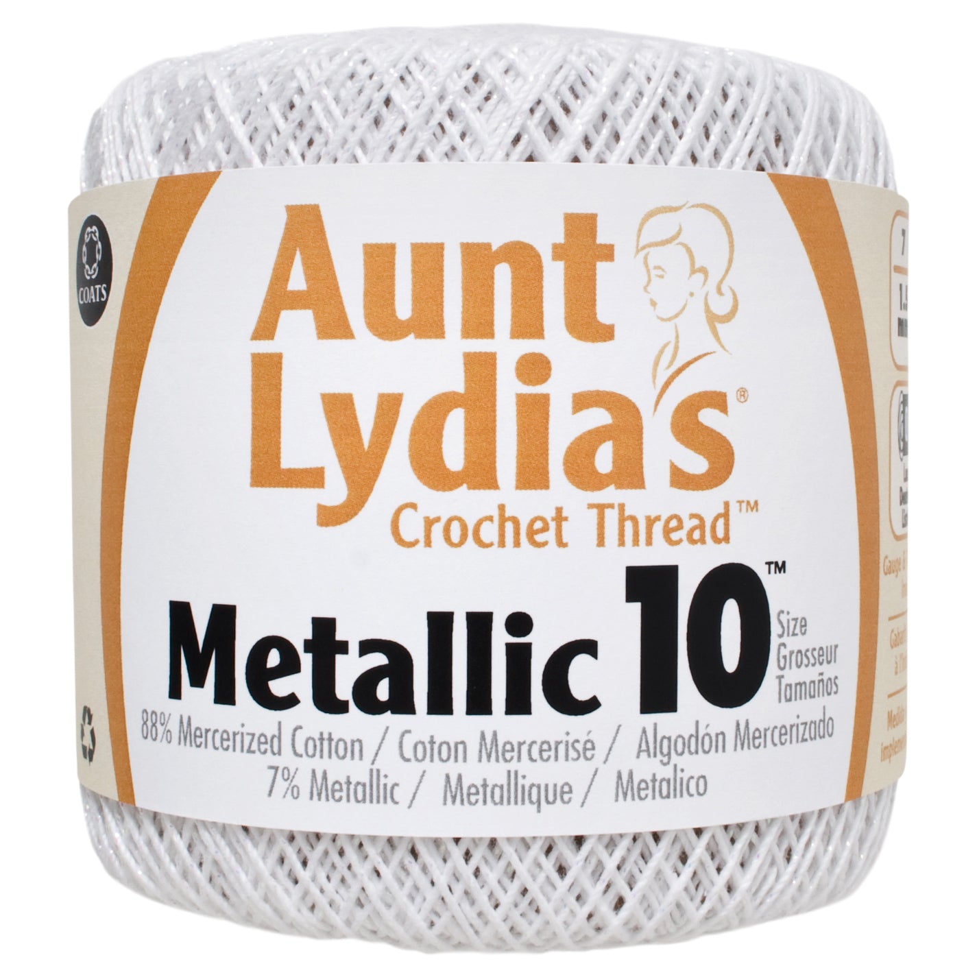 Aunt Lydia -Crochet Thread #10 METALLIC - White / Pearl – Fabricville