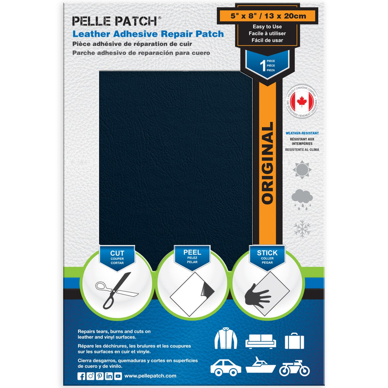 PELLE PATCH Leather Adhesive Repair Patch - Medium Blue - 5 x 8 inch (13 x 20 cm)