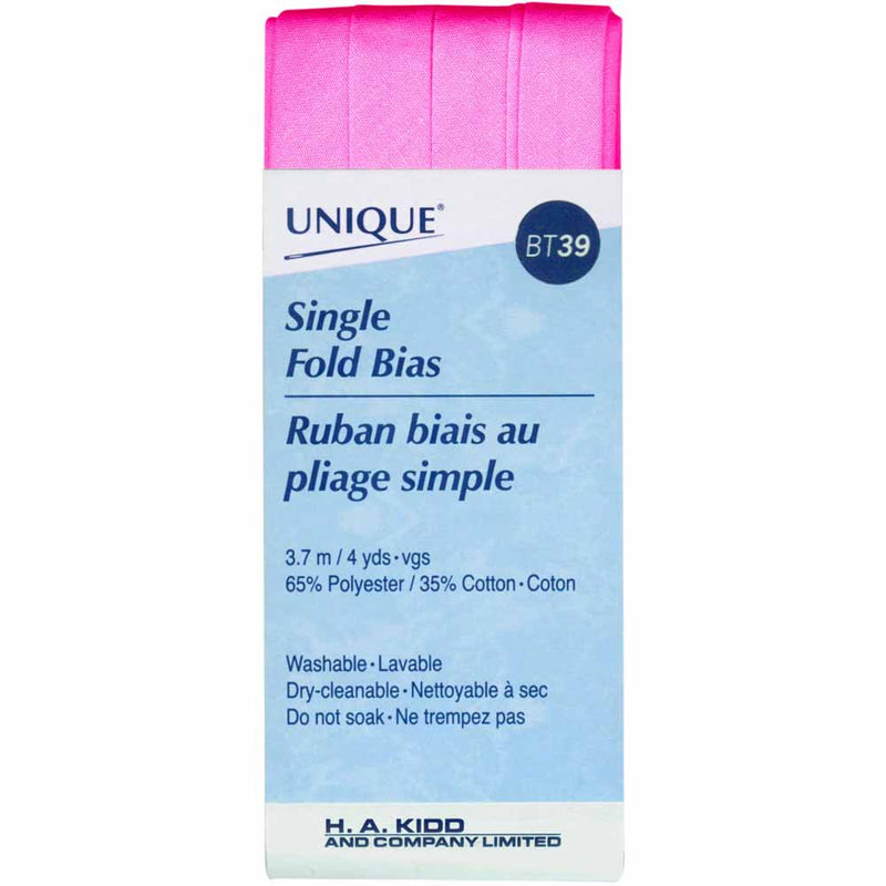 UNIQUE - Single Fold Bias Tape - 13mm x 3.7m - Fuschia
