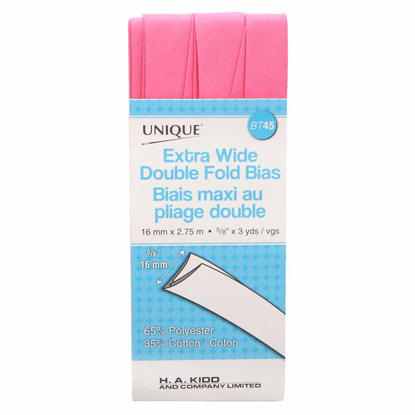 UNIQUE - Biais extra large plié double - 15mm x 2.75m - Rose pétale