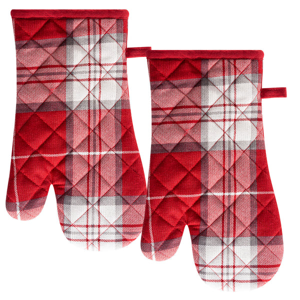 Oven Mitts Merry Plaid - Red