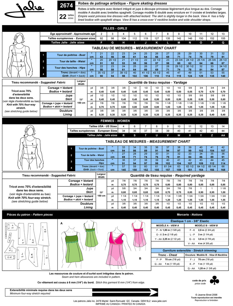 Jalie Pattern 2674 - Figure skating dress (empire waist)