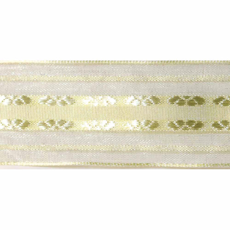 ELAN Organza Ribbon with 2 Stripes 25mm x 5m - Cream
