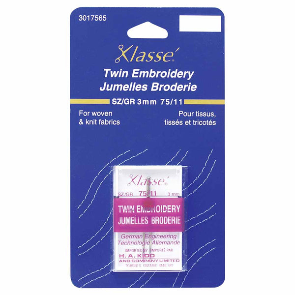 KLASSE´ Twin Needle Embroidery Carded - Size 75/11 - 3mm