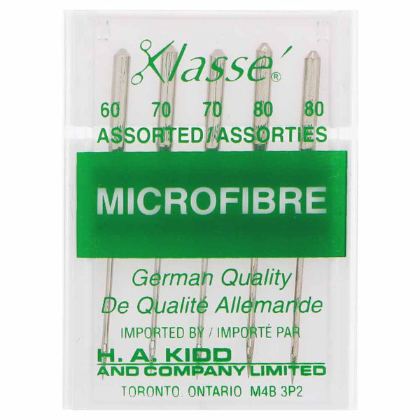 Aiguilles à microfibre KLASSE´ sur carton - Grosseurs assorties 1-60/8, 2-70/10, 2-80/12
