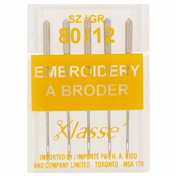 KLASSE´ Embroidery Needles Carded - Size 80/12 - 5 count