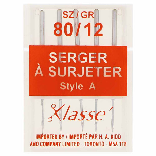 KLASSE´ Serger Needles Carded Round Shank - Size 80/12 - 5 count