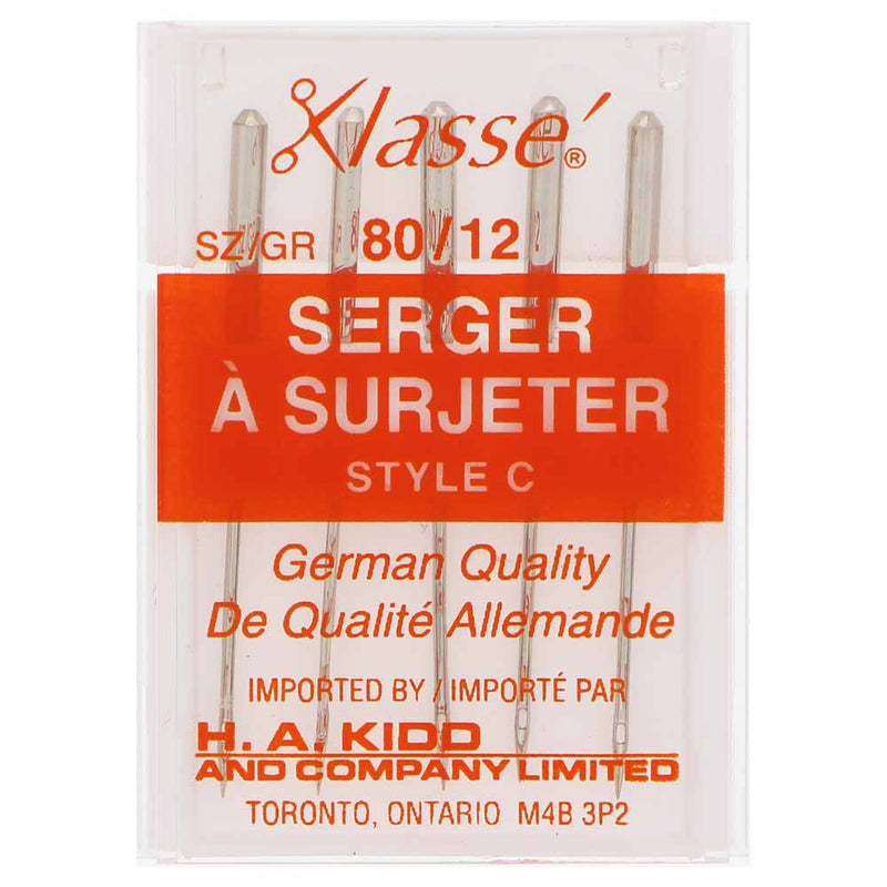 KLASSE´ Serger Needles Carded Flat Shank - Size 80/12 - 5 count