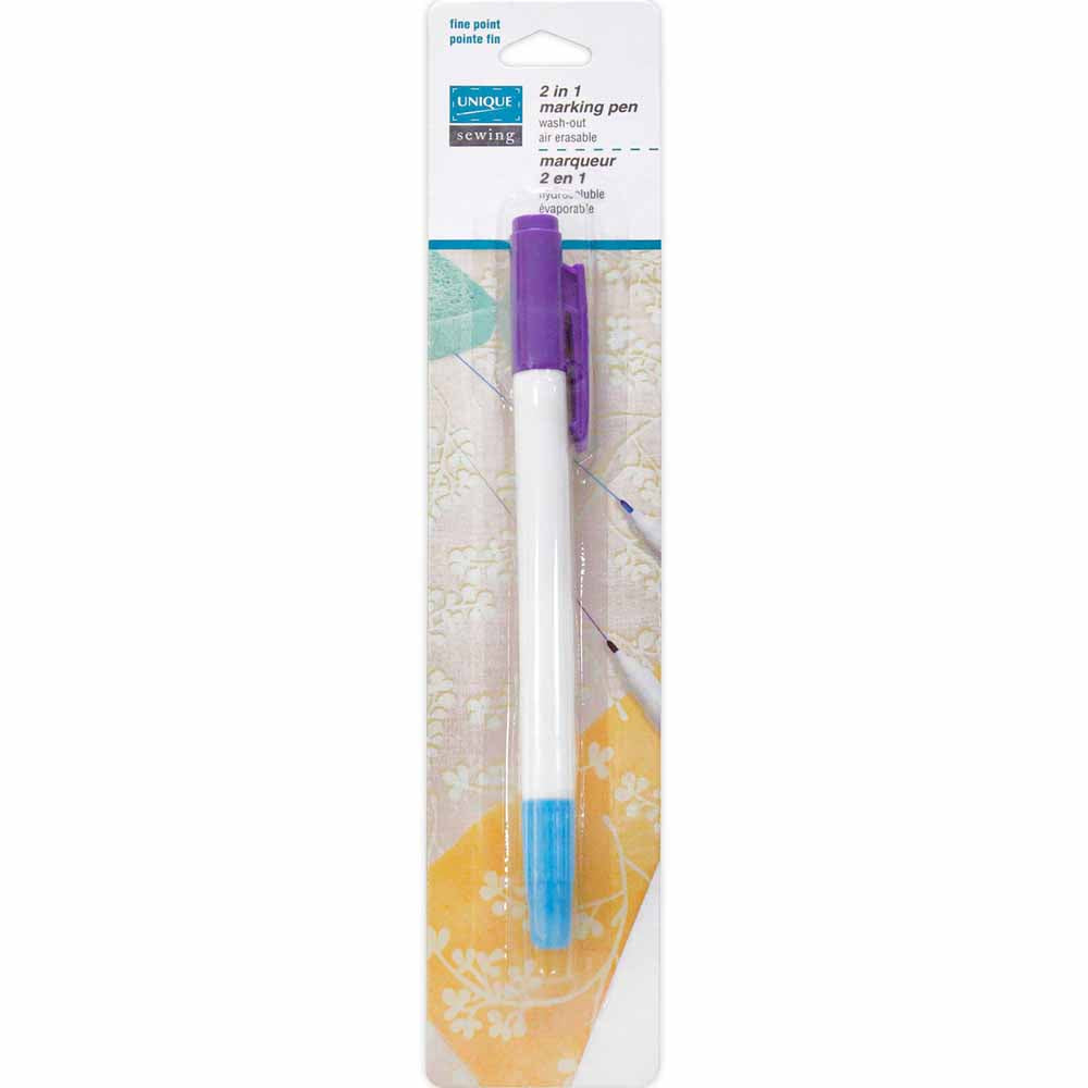 UNIQUE SEWING 2-in-1 Dual-Tip Wash-out/Air Erasable Marking Pen