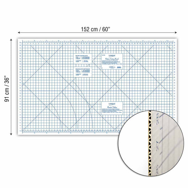 Planche à découper à motif en carton UNIQUE SEWING  - 91,5 x 152,5 cm (36" x 60")