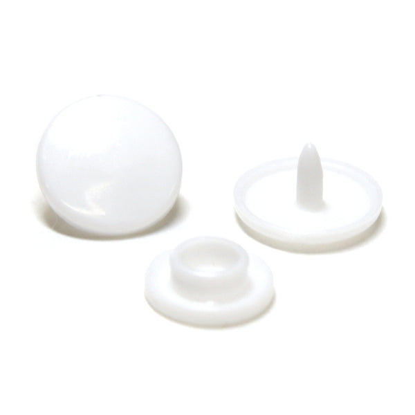 UNIQUE SEWING Plastic Snap Fasteners - White - size 2 / 11mm (⅜") - 30 sets