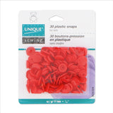 UNIQUE SEWING Plastic Snap Fasteners - Red - size 2 / 11mm (⅜") - 30 sets