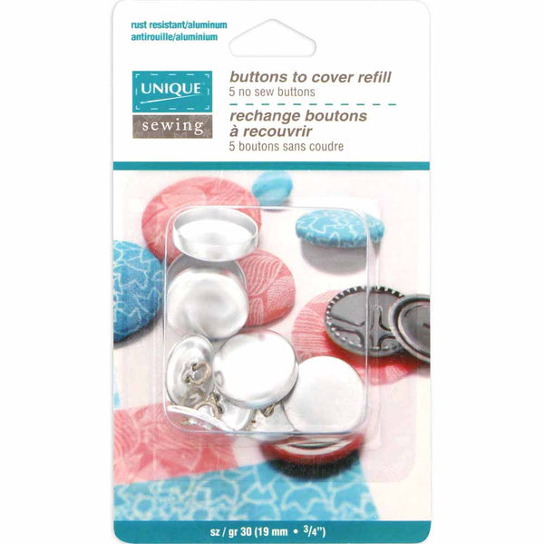 UNIQUE SEWING Buttons to Cover Refill - size 30 - 19mm (¾") - 5 sets