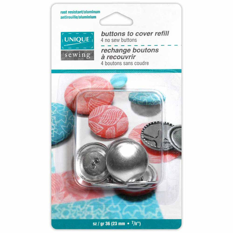 UNIQUE SEWING Buttons to Cover Refill - size 36 - 23mm (⅞") - 4 sets
