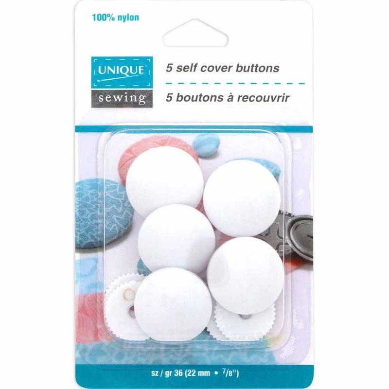 UNIQUE SEWING Buttons to Cover - Nylon - size 36 - 22mm (⅞") - 5 sets