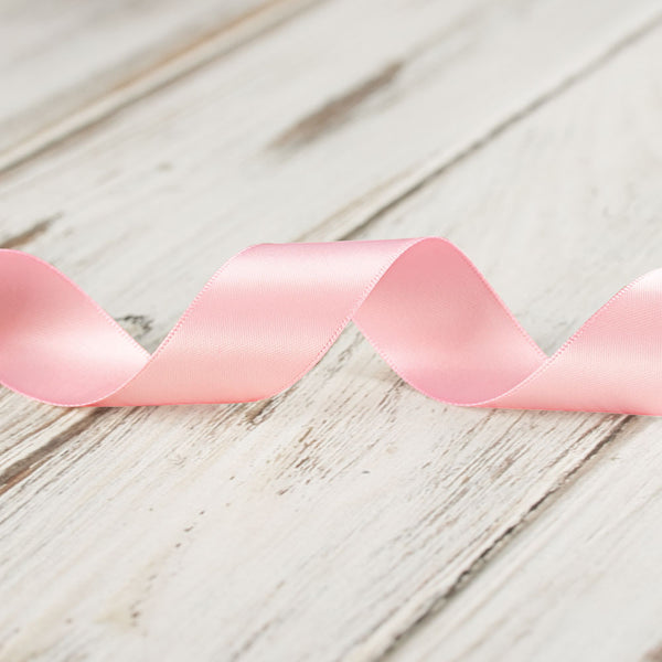 25mm Double Faced Satin Ribbon 100% Polyester - Light Pink