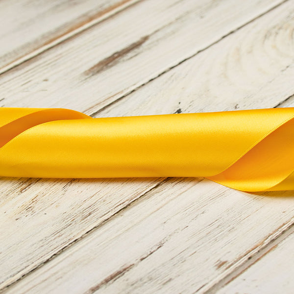 100mm Double Faced Satin Ribbon - Yellow