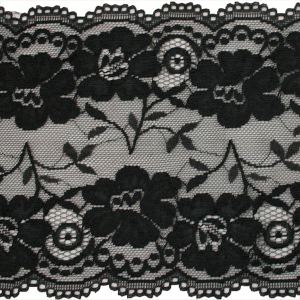 Stretch lace Trims - 6 inches - Black