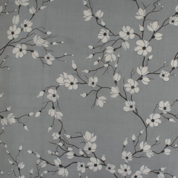 Tissu Décor Maison - Les Essentiels - Voile Imprimé - Magnolia - Gris