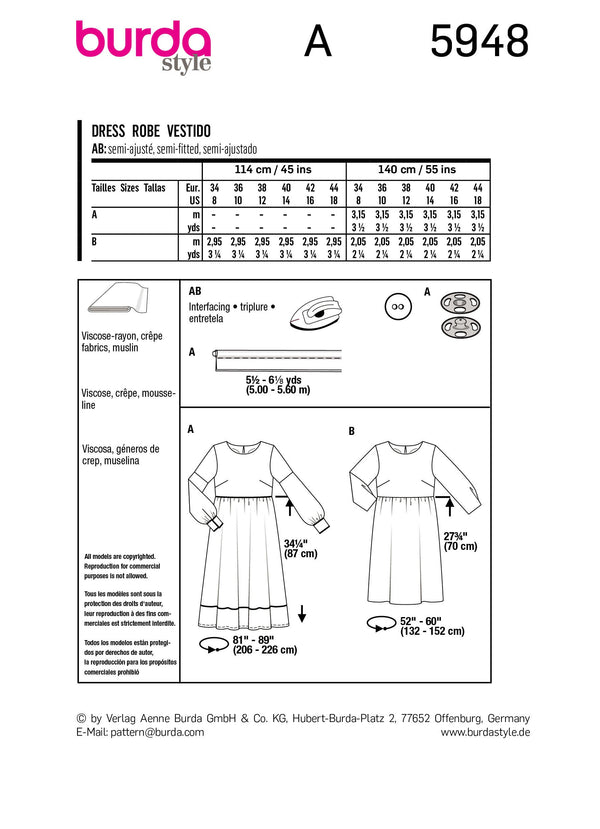 Burda - 5948  Dress