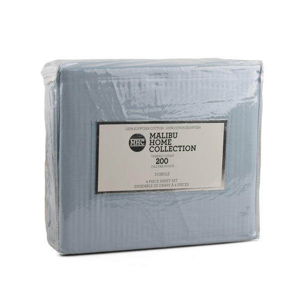 Malibu Home - 200 Thread Count Egyptian Cotton Sheet Set - Sky Blue - Full size