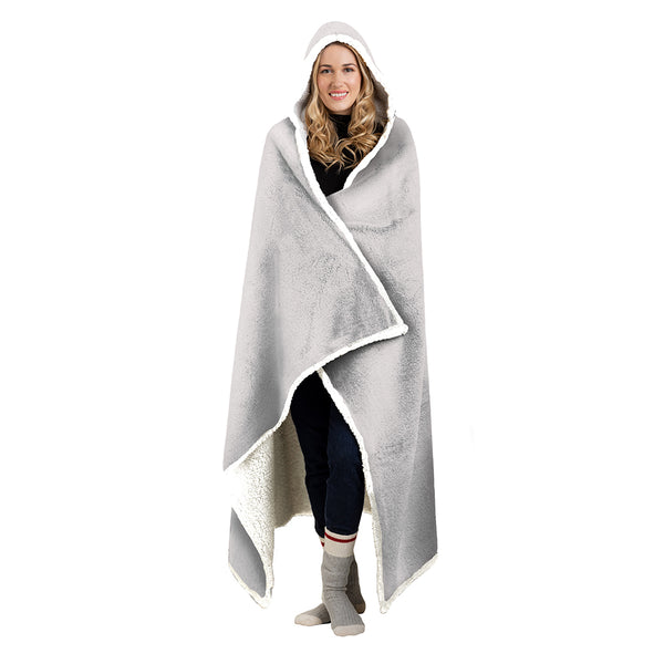 Printed Flannel Hooded Throw - With Sherpa Backing - Solid - 48 x 65 inch (123 x 166 cm)