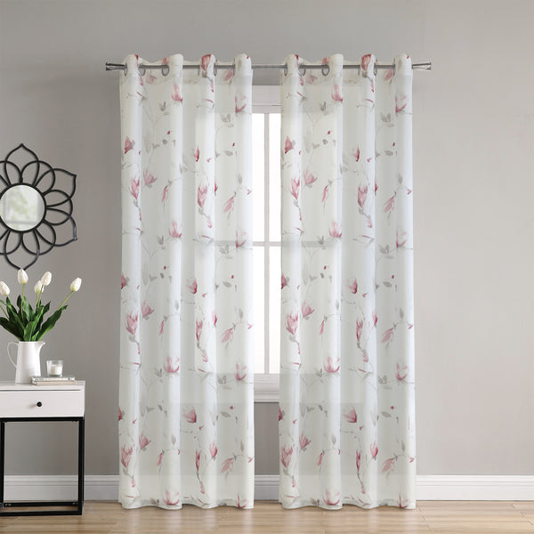 Grommet curtain panel - Bloom - Rose - 52 x 84''