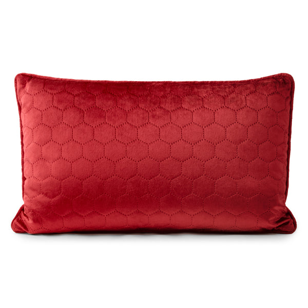 Decorative feather cushion  - Luxe quilted - Red - 13 x 20''