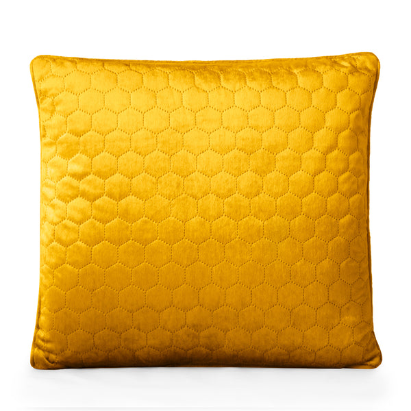 Decorative feather cushion - Luxe quilted - Yellow - 20 x 20''
