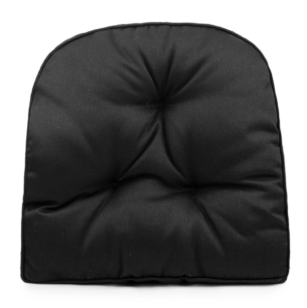 Indoor/Outdoor chair pad cushion - Solid - Black - 19.5 x 19.5 x 2.7''