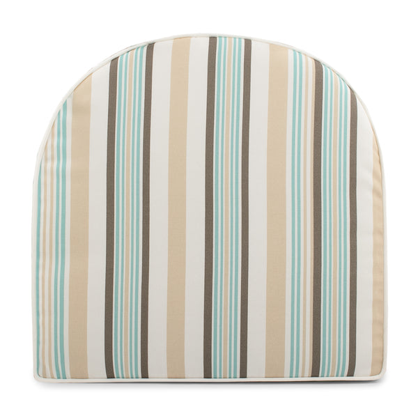 Indoor/Outdoor chair pad cushion - Stripe - Aqua - 18 x 18 x 1.5''
