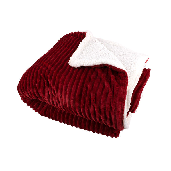 Decorative Minky throw with Sherpa Backing - Red - 79 x 91''