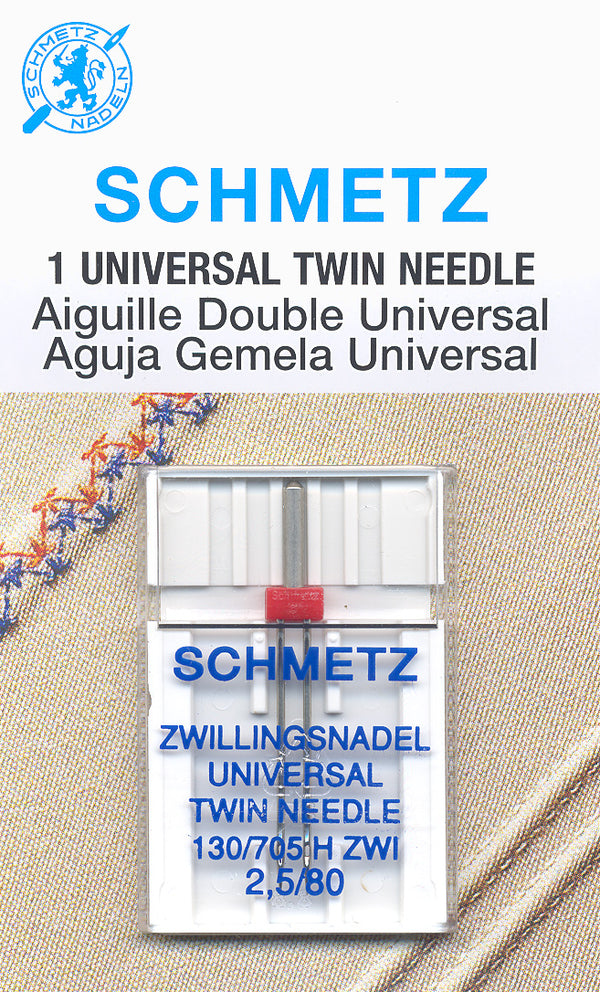 SCHMETZ twin needles - 80/12 - 2.5mm carded 1 piece
