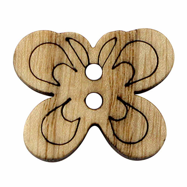 CIRQUE Novelty 2-Hole Button - Natural - 23mm (⅞") - Butterfly